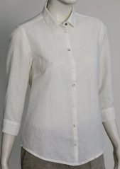 Woman&#039;s shirt, collar with tie, 3/4 sleeve with cuff  - 53% linen, 47% cotton