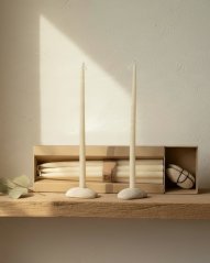 Candles - set with stone candle holders  - 12 piece