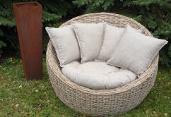 Round armchair - natural rattan