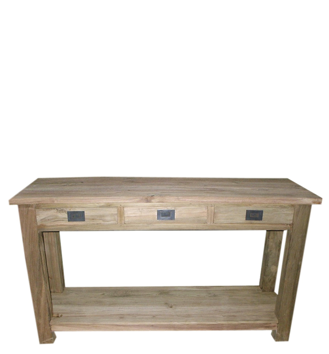 Beistelltisch - massiv - teak, geschabte oberfläche