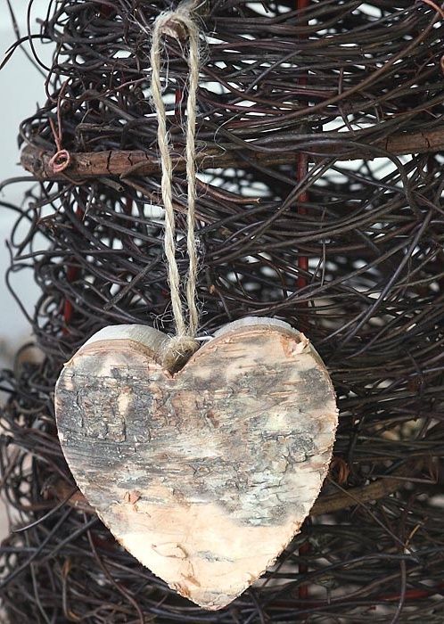 Hanging decoration - heart - birch