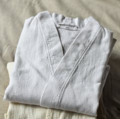Bademantel unisex weiss - 100% Baumwolle - waffle