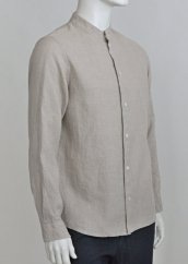 Mens shirt, button fastening, regular fit,long sleeve with cuff - 100% linen