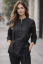 Damen Bluse - 100% Leinen - Schwarz - Größe: 42