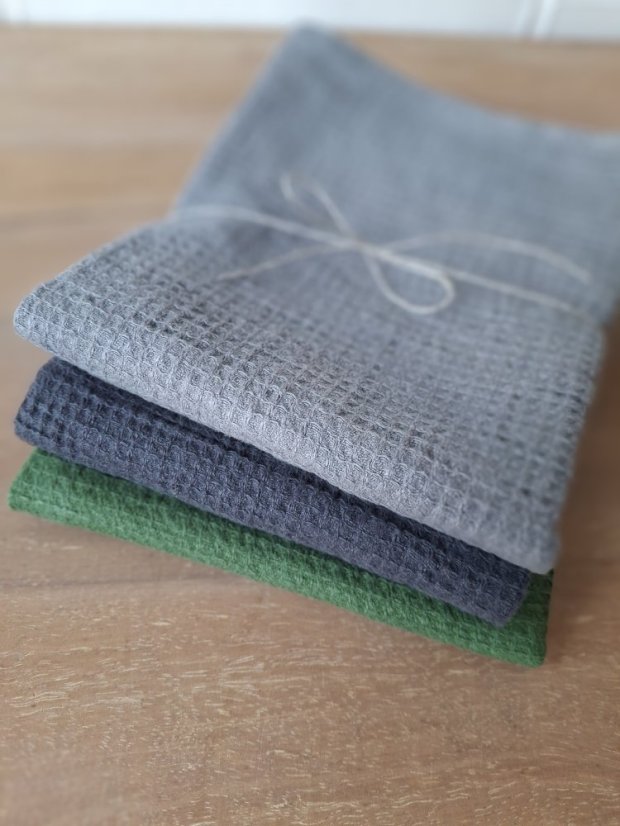 Kuchyňská vaflová utěrka - 3 ks - 72% len, 28% bavlna