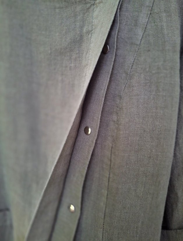 Dámský lněný kuchařský rondon - khaki - Velikost: L