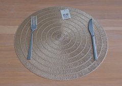 Kulaté plastové prostírání – omyvatelné, 70 % PVC + 30 % polyester - zlaté