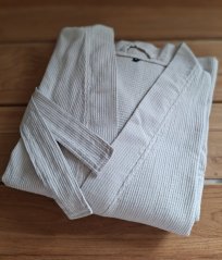 Bademantel unisex beige - 100% Baumwolle - waffle