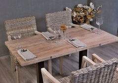 Flexi table, teak solid wood, central metal leg