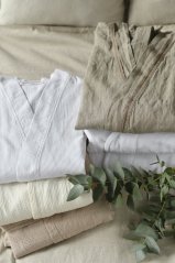 Lněný župan unisex - přírodní béžová