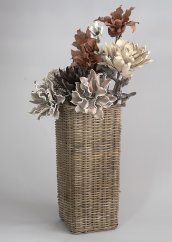 Arrangements - artificial flowers, basket rattan