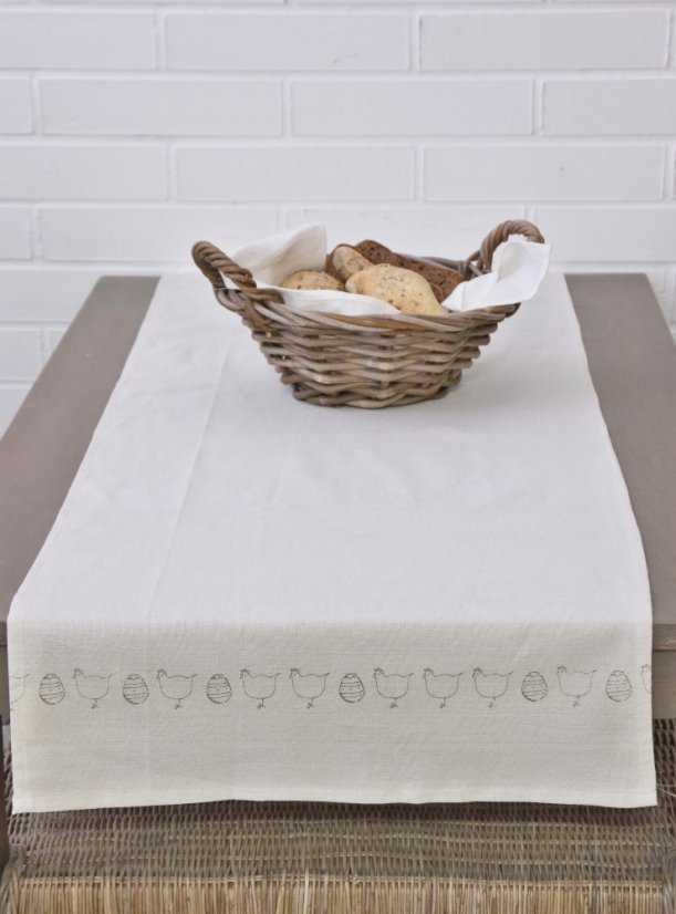 Běhoun bílý s velikonočním motivem - 100% bavlna