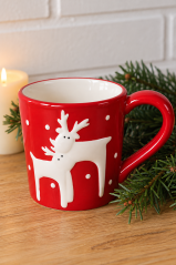 Mug with reindeer motif - porcelain