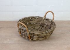 Bread basket round - rattan - with handles