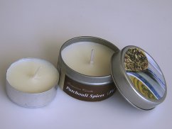 Kerze - aroma patchouli - metallverpackung, duftend