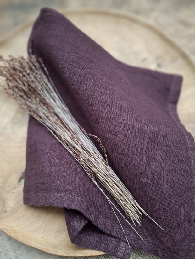 Ubrousek 40 x 40 cm - 100% len - burgundy