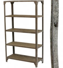 Shelf-rack - patinated metal / massif pine