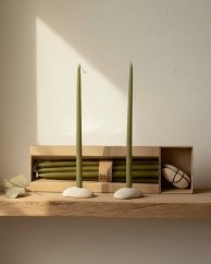Candles - set with stone candle holders  - 12 piece