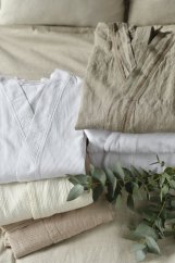 Bademantel aus Leinen unisex - natur beige