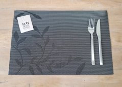 Plastové pletené prostírání – omyvatelné, 70 % PVC + 30 % polyester - černé se vzorem
