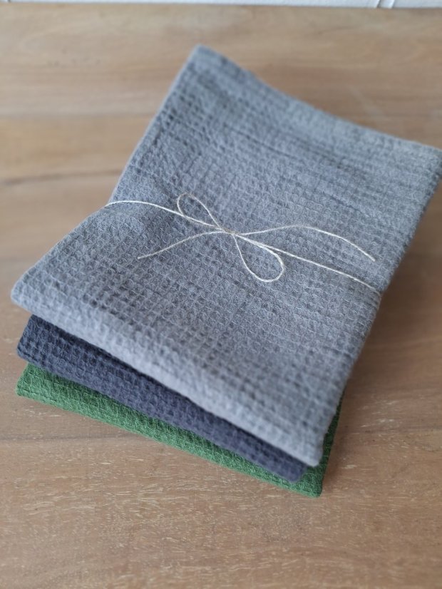 Kuchyňská vaflová utěrka - 3 ks - 72% len, 28% bavlna