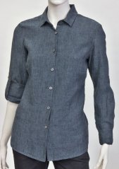 Womans shirt, long sleeves with turn back cuff - 100% linen