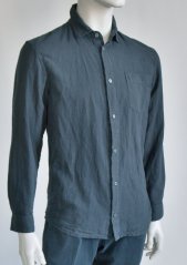 Men&#039;s shirt, button fastening, regular fit, chest pocket, long sleeve with cuff - 72% linen, 28% cotton