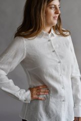 Dámská košile - dlouhý rukáv s manžetou - 48% len, 52% bavlna