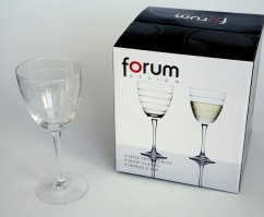 Set -  4  piece glass 0,25 l white wine - clear glass, cut stripes