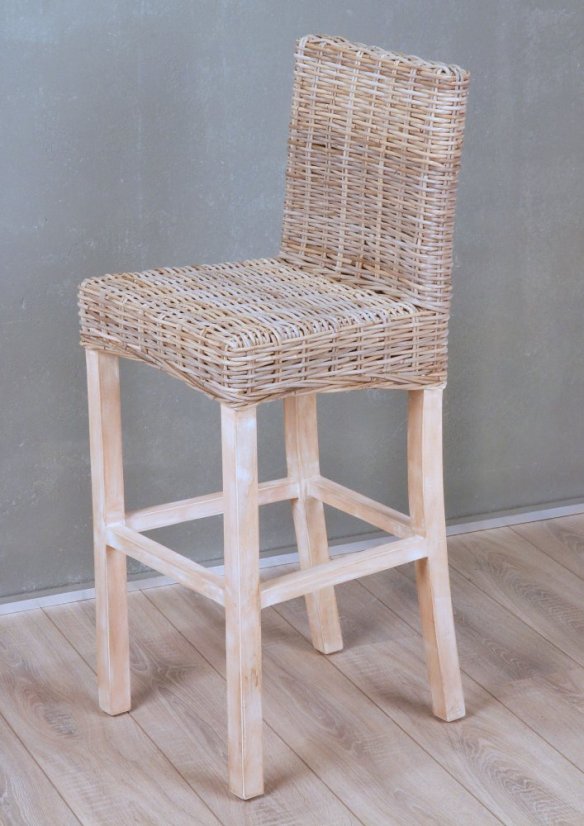 Barhocker mit aluminium-fußstütze - kubu-rattan