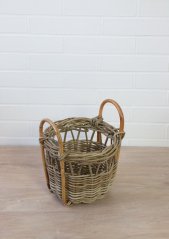 Basket round - rattan - with handles