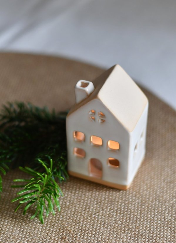 Ceramic house - candle lantern