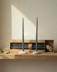Candles - set with stone candle holders  - 12 piece