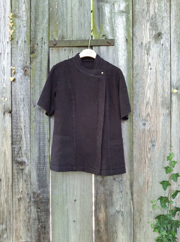 Dámský lněný kuchařský rondon - černý - Velikost: XL