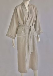 Bademantel aus Leinen unisex - natur beige