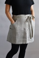 Short apron with pockets - 100% linen