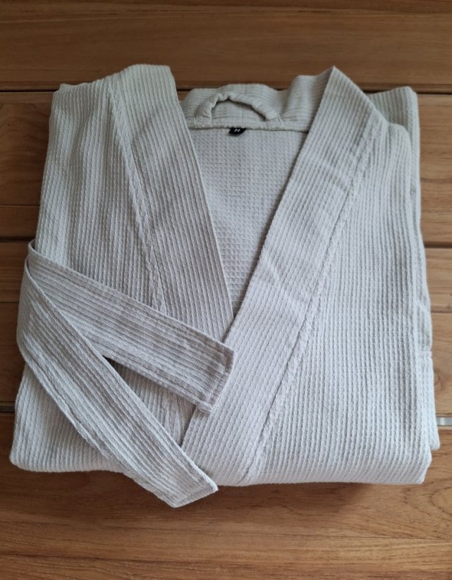 Bademantel unisex beige - 100% Baumwolle - waffle - Größe: XL