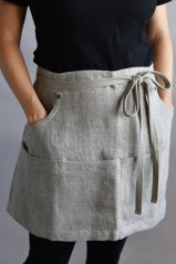 Short apron with pockets - 100% linen