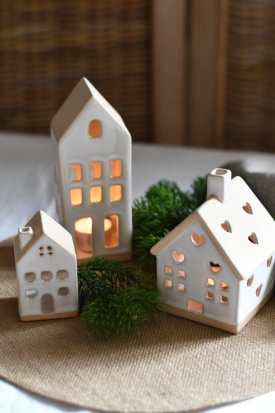 Ceramic house - candle lantern
