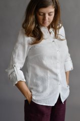 Dámská košile - dlouhý rukáv s možností ohrnutí - 100% len