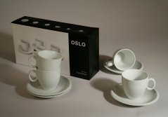 Cups with saucers - set 4 piece - height 9 cm - porcelain (volume 0,15 l)