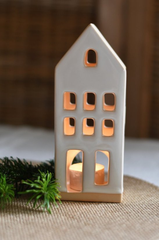 Ceramic house - candle lantern
