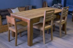 Teakový jídelní stůl - 180 x 90 cm - masivní teak, broušený povrch