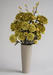 Arrangement of permanent value (celulose flowers+vase)