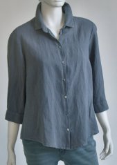 Women&#039;s shirt, collar with tie,  3/4 sleeve with cuff - 53% linen, 47% cotton