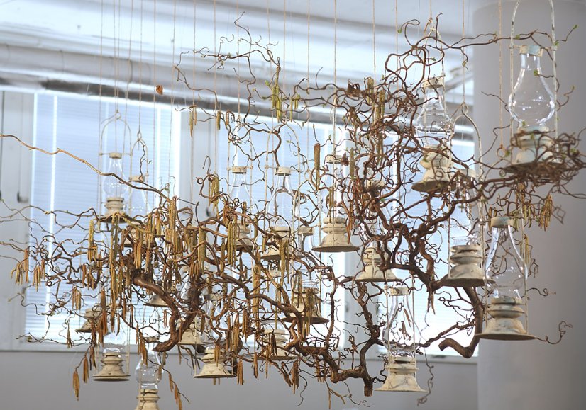 Aranžmá - lucerny, přírodní materiál