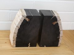 Zarážka na knihy - zkamenělé dřevo - sada 2 ks