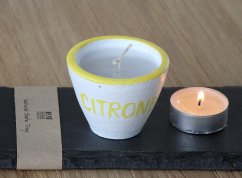 Kerze - aroma zitrone - in keramik, duftend