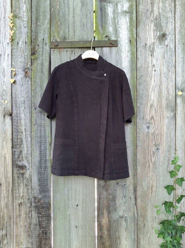 Chef coat jacket - for ladies -  100% linen - Size: 3XL