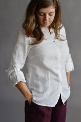 Dámská košile - dlouhý rukáv s možností ohrnutí - 100% len